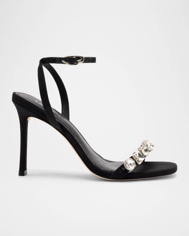 Calypso Crystal Fabric Ankle-Strap Sandals
